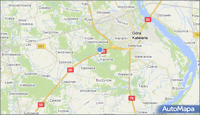 mapa Karolina, Karolina gmina Góra Kalwaria na mapie Targeo